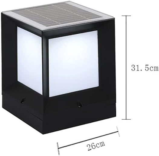 Modern Cube Shape Solar Pillar Lamp Outdoor Waterproof IP55 Column Lamp Aluminum Post Lamp with Acrylic Lampshade Fence Outer Stigma Lamp