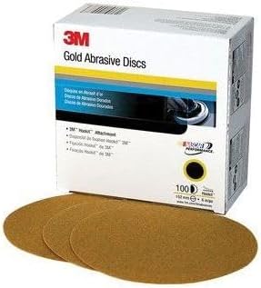 Hookit Gold Sanding Discs 236U, 6 in, 100 grit, C Weight, 00982 (100/Pack)