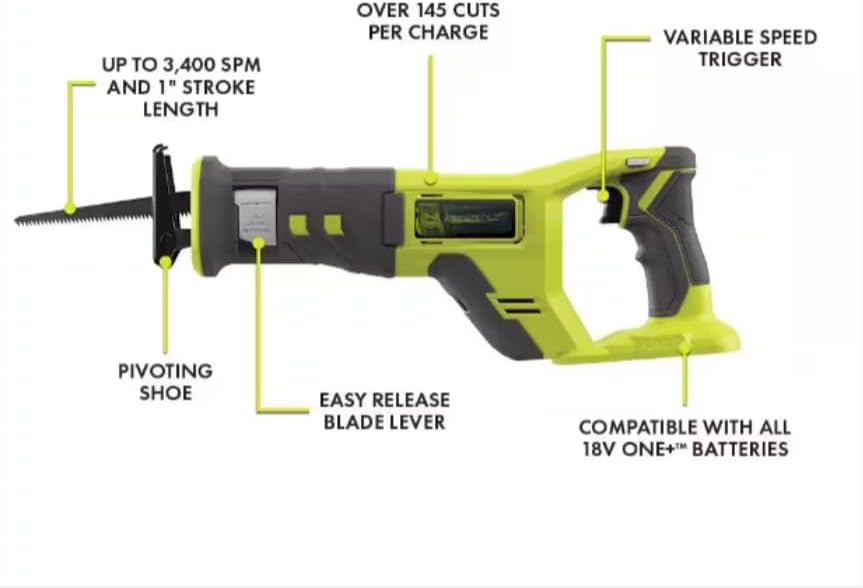 Fits For RYOBI 18V Cordless Reciprocating Saw (Tool Only)