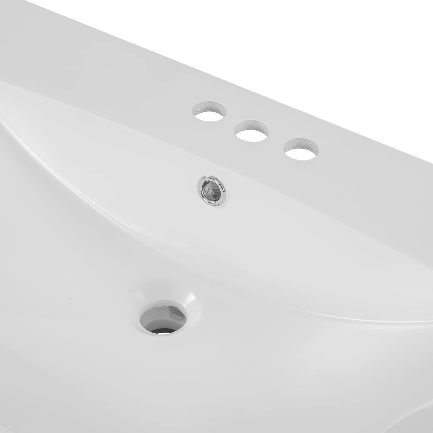 36'x18' Bathroom Vanity Sink Top Only, Center-Located Undermount Countertop, Fit for 4' Centerset Faucet (Not Included), White