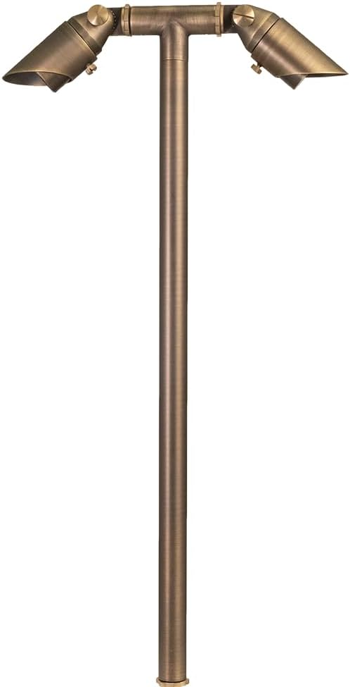 VOLT Twinnovator 12V Adjustable Cast Brass Path Light (Bronze) with 2W 2700K MR11 LED Bulbs for Low Voltage Landscape Lighting on Outdoor Pathway, Walkway, Garden, Driveway or Patio