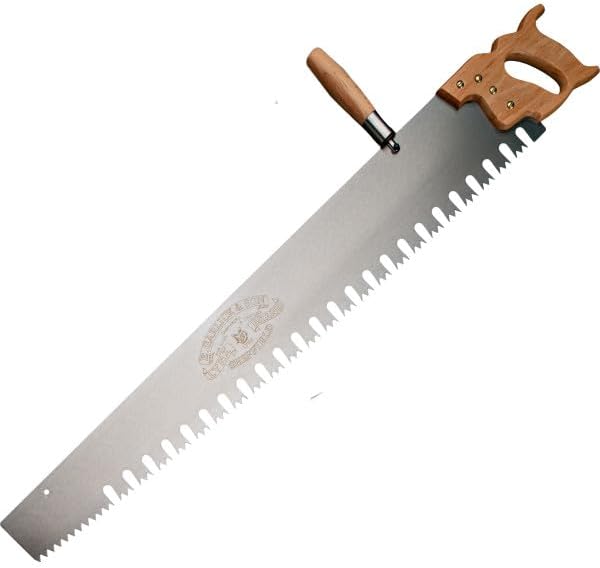 Hand Saw for Wood Cutting - 3' One Man Crosscut Saw for Logging with Screw-on Auxiliary Handle, Great American Style Teeth, and Self-Clearing Gullets by Kings County Tools