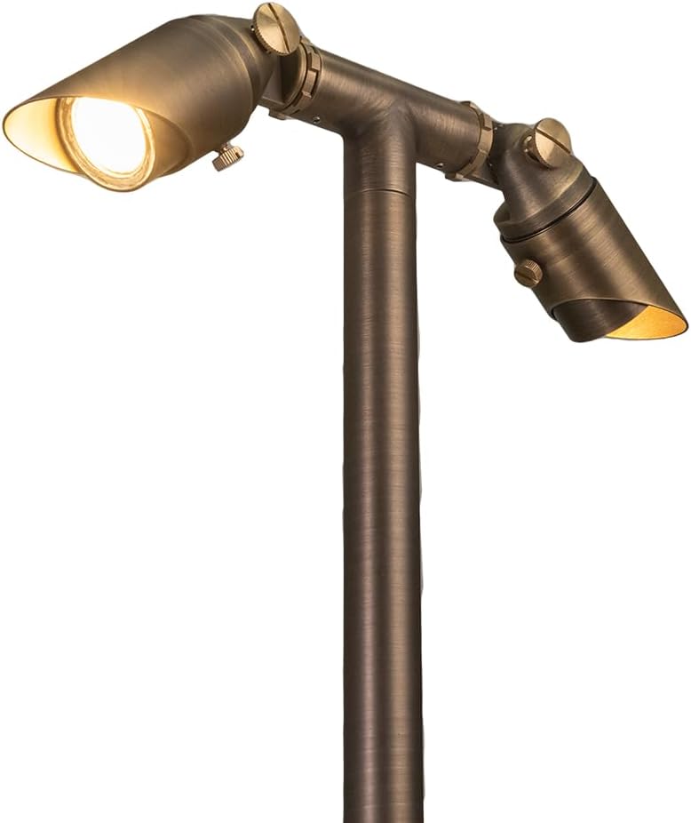 VOLT Twinnovator 12V Adjustable Cast Brass Path Light (Bronze) with 2W 2700K MR11 LED Bulbs for Low Voltage Landscape Lighting on Outdoor Pathway, Walkway, Garden, Driveway or Patio
