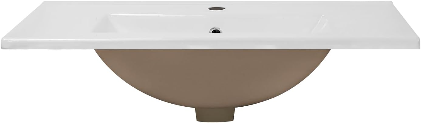 24 in. W x 18.3 in. D Bathroom Undermount Ceramic Sink Top W/One Hole, Drop in Bathroom Vessel Sink Rectangle, Without Matte Black Faucet & Pop up-Drain, for Bathrooms, White