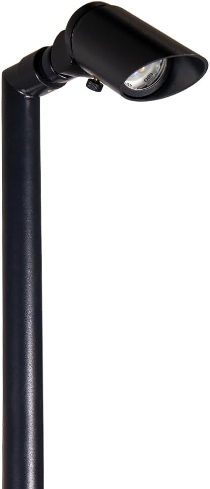 VOLT Innovator 12V Adjustable Cast Brass Path Light (Black) with 2W 2700K MR11 LED Bulb for Low Voltage Landscape Lighting on Outdoor Pathway, Walkway, Garden, Driveway or Patio