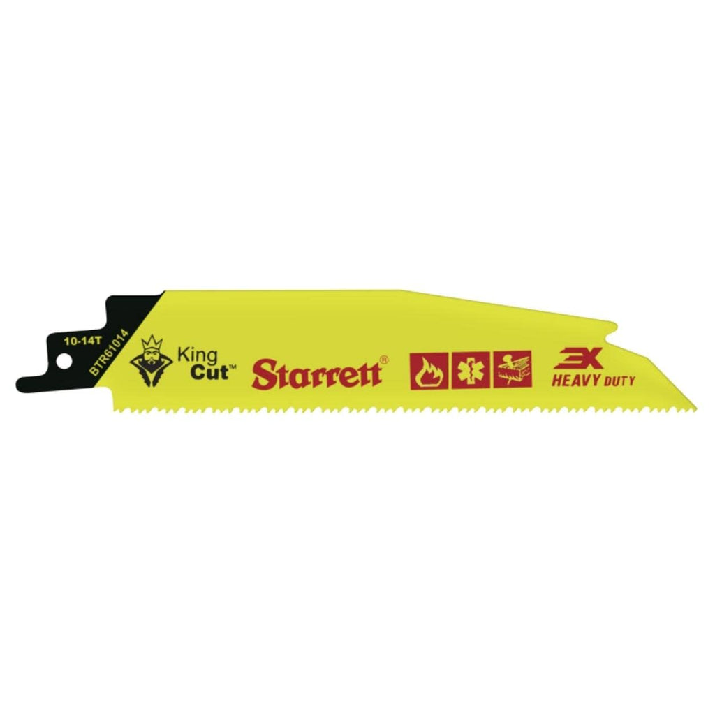 Starrett Bi-Metal King Cut Fire Rescue and Demolition Reciprocating Saw Blade - 6' Length, 1' Width, 0.63' Thickness, Tapered Blade, 10-14 TPI, 50-Pack - BTR61014-50