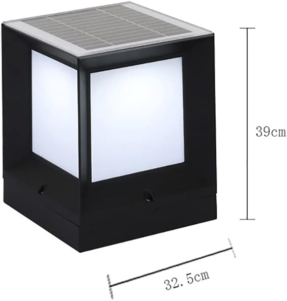 Modern Cube Shape Solar Pillar Lamp Outdoor Waterproof IP55 Column Lamp Aluminum Post Lamp with Acrylic Lampshade Fence Outer Stigma Lamp