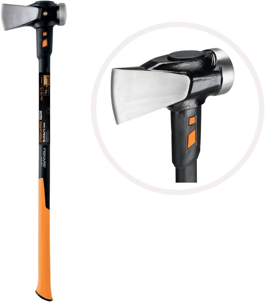 Fiskars IsoCore Builder's axe, XXL, Length: 92 cm, Weight: 5.22 kg, Black/Orange, 1020220