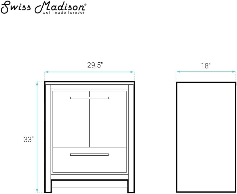 Swiss Madison Virage 30' Freestanding Bathroom Vanity in Brown Oak Without Sink Top