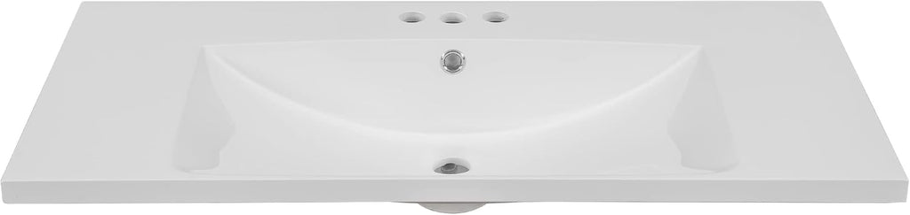 36'x18' Bathroom Vanity Sink Top Only, Center-Located Undermount Countertop, Fit for 4' Centerset Faucet (Not Included), White