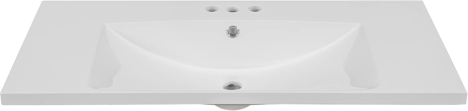 36'x18' Bathroom Vanity Sink Top Only, Center-Located Undermount Countertop, Fit for 4' Centerset Faucet (Not Included), White