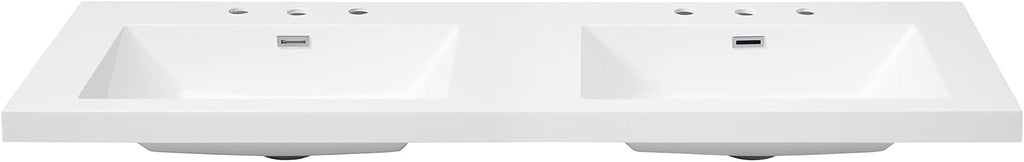 Christopher Knight Home Meril 59.10' Resin Basin for Bathroom Vanity, Bathroom Sinks with 3-Faucet Holes, Vanity Sink Top only, Faucet and Cabinet not Included, Built-in Overflow Feature, White