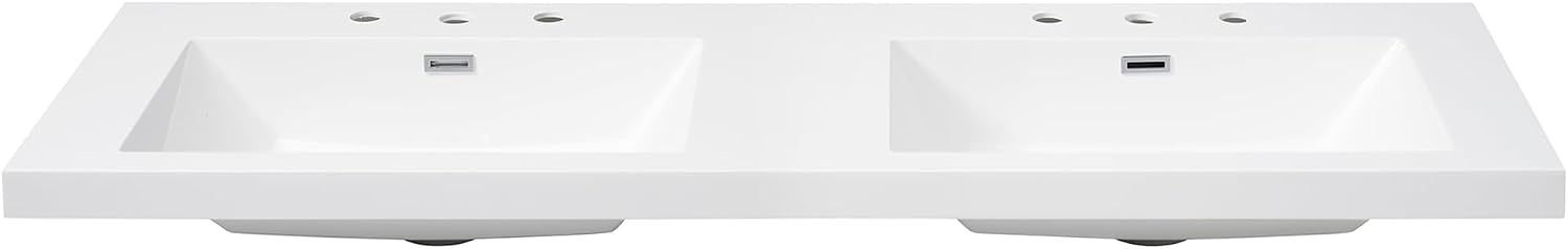 Christopher Knight Home Meril 59.10' Resin Basin for Bathroom Vanity, Bathroom Sinks with 3-Faucet Holes, Vanity Sink Top only, Faucet and Cabinet not Included, Built-in Overflow Feature, White
