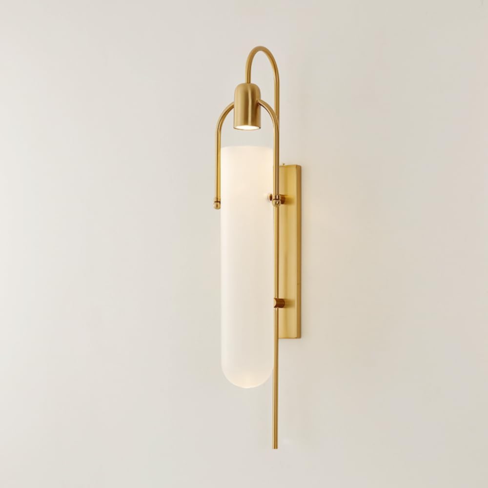 Wall Lights for Bedroom LED Wall Lamp, Cylinder Wall Sconce LED with Dome White Frosted Glass Shade, Bathroom Vanity Light, for Bedroom, Living Room, Stairs, Hallway, G