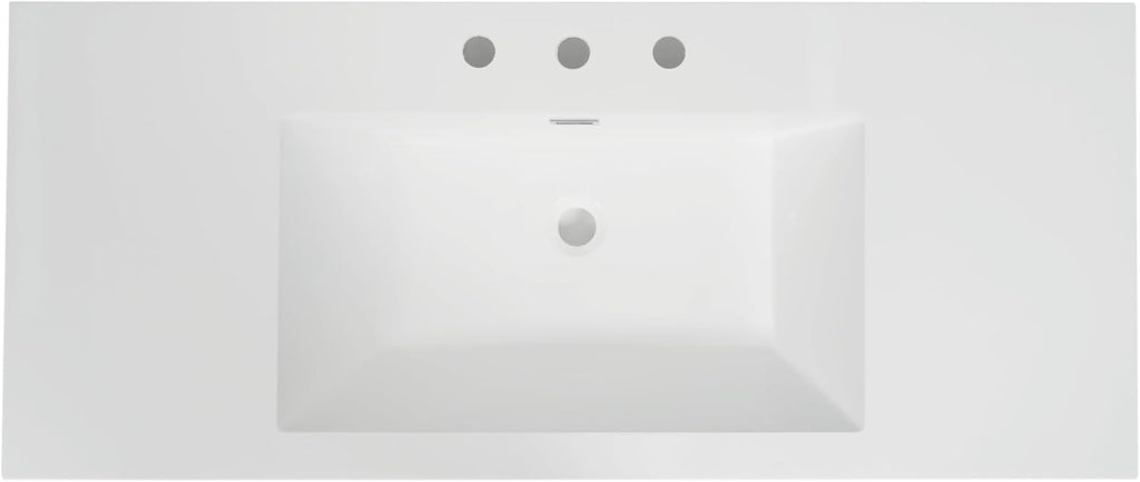 Christopher Knight Home Meril 47.25' Resin Basin for Bathroom Vanity, Bathroom Sinks with 3-Faucet Holes, Vanity Sink Top only, Faucet and Cabinet not Included, Built-in Overflow Feature, White