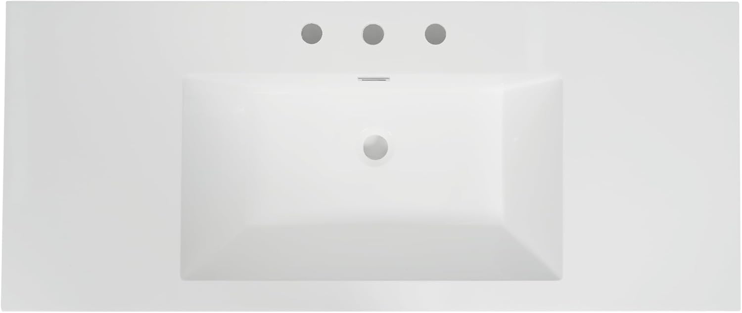 Christopher Knight Home Meril 47.25' Resin Basin for Bathroom Vanity, Bathroom Sinks with 3-Faucet Holes, Vanity Sink Top only, Faucet and Cabinet not Included, Built-in Overflow Feature, White