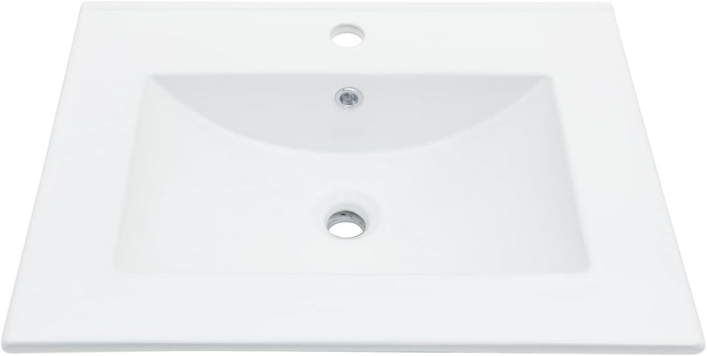 Sarlai 24 Inch Bathroom Vanity Sink Tops - White Drop In Bathroom Sink Ceramic Topmount Rectangular Vanity Top with Overflow