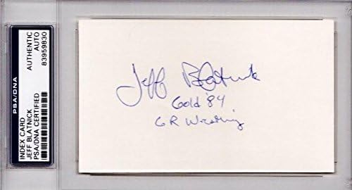 Jeff Blatnick Signed - Autographed Greco Roman Wrestler 3x5 Index Card with inscriptions - 1984 Medalist - Deceased 2012 - UCF Hall of Fame + PSA/DNA Authenticity - PSA Slabbed Holder - College Cut