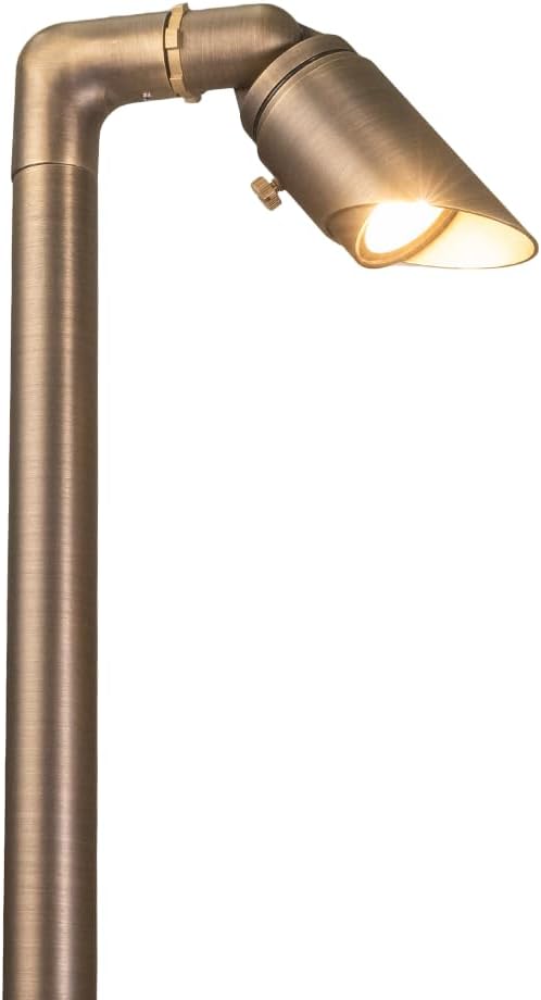 VOLT Innovator 12V Adjustable Cast Brass Path Light (Bronze) with 2W 2700K MR11 LED Bulb for Low Voltage Landscape Lighting on Outdoor Pathway, Walkway, Garden, Driveway or Patio