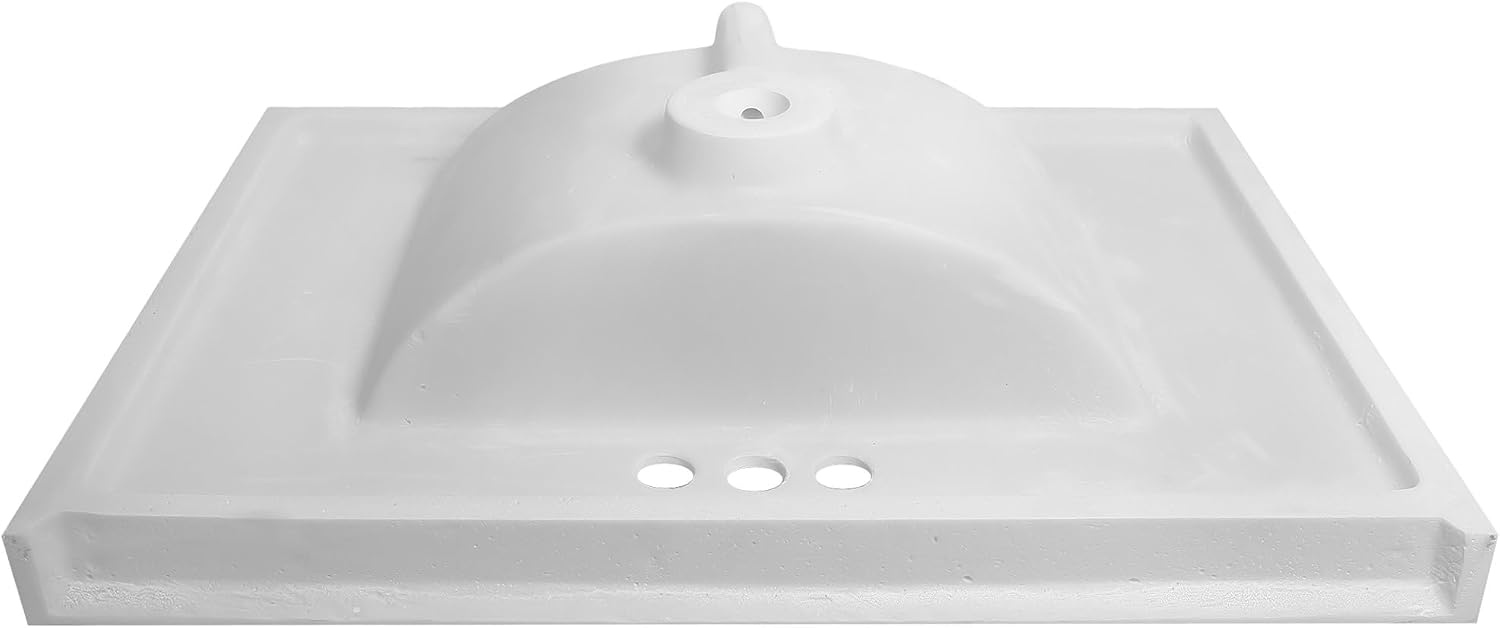 Design House 31-Inch Camilla Cultured Marble Vanity Top Single Bowl Sink 4-Inch Centerset with Integrated Backsplash, Solid White