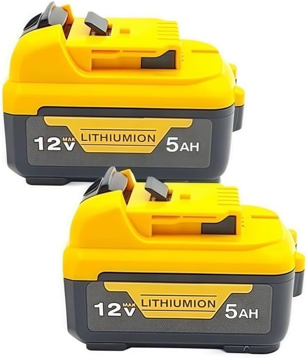 12V Replacement Lithium-Ion Battery Compatible With Dewalt DCD710 DCB123 DCB125 DCB124 DCB122 Cordless Powe Electric Saw Reciprocating Saw Tool Packs(2pcs 5.0Ah)