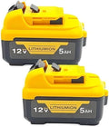 12V Replacement Lithium-Ion Battery Compatible With Dewalt DCD710 DCB123 DCB125 DCB124 DCB122 Cordless Powe Electric Saw Reciprocating Saw Tool Packs(2pcs 5.0Ah)