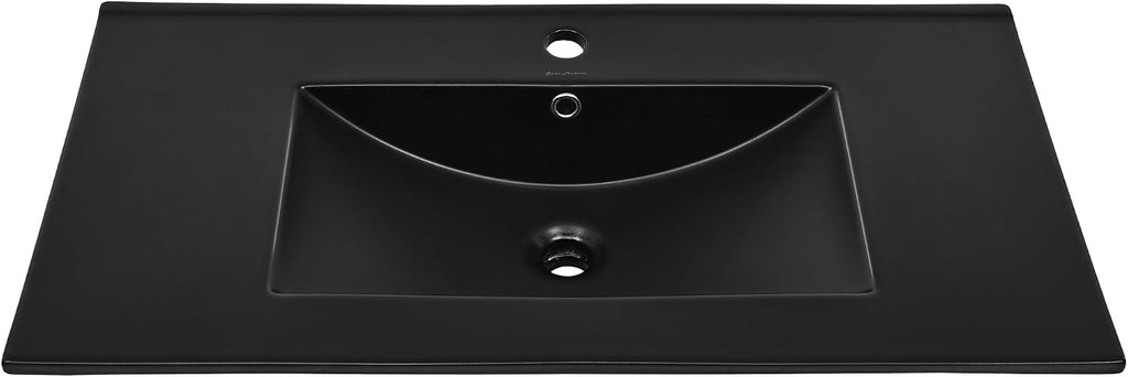 Swiss Madison 36' Vanity Sink Top in Glossy Black