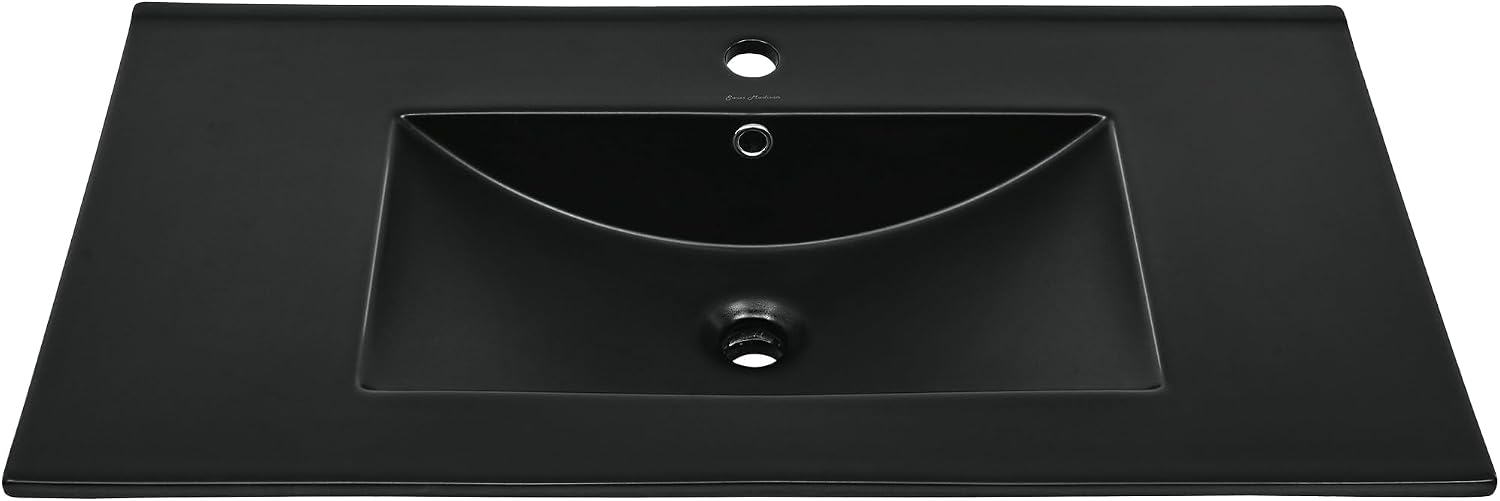 Swiss Madison 36' Vanity Sink Top in Glossy Black