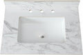 Montary 31'x 22' Bathroom Vanity Top with Undermounted Large Ceramic Sink & Backsplash, Sintered Stone Artificial Marble Vanity Sink Tops with 3 Pre-Drilled Hole, Carrara White