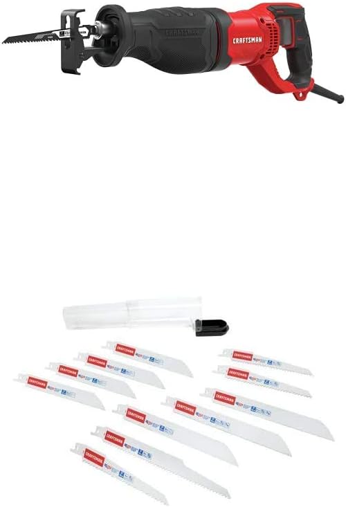 CRAFTSMAN Reciprocating Saw, 7.5-Amp with Reciprocating Saw Blades, 11-Piece Kit with Case (CMES300 & 2058838)
