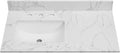 36 Inch Engineered Stone Bathroom Vanity Sink Top, with Undermount Rectangular Left Side Sink, Vanity Countertop with 8 inch Faucet Hole Spacing and Backsplash in Lightning White