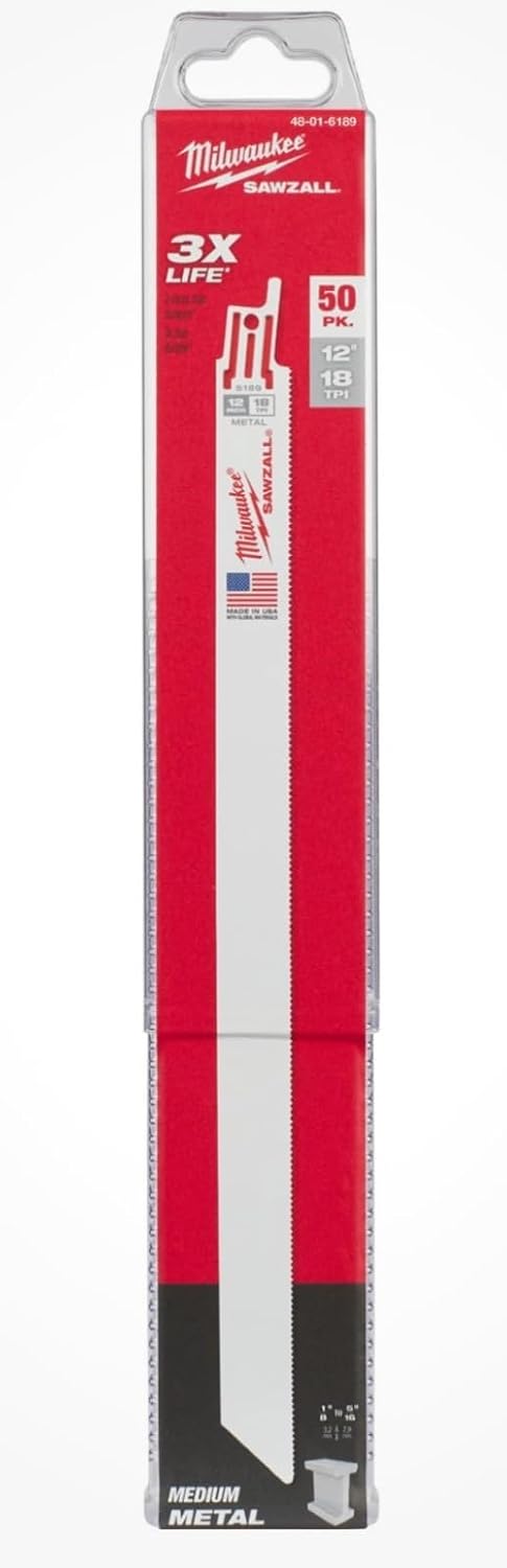 MILWAUKEE Super SAWZALL Blade 18T 12in Length (50PK) Part # 48-01-6189