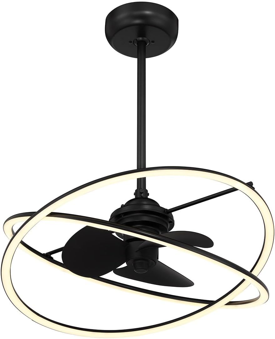 Savoy House 24-FD-745-89 Dorado Fandelier Integrated LED Chandelier Ceiling Fan with Light and Remote, DC Motor, 12' H x 25' W, Matte Black