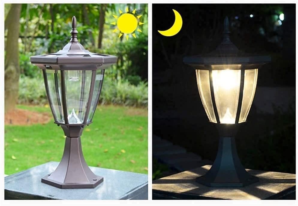Solar Lantern Outdoor Lights,Garden Post Light LED Fence Street Light Solar Column Pillar Lamp Waterproof Outdoor Post Lights European Villa Home Door Pedestal Light Outdoor Light Home Decor