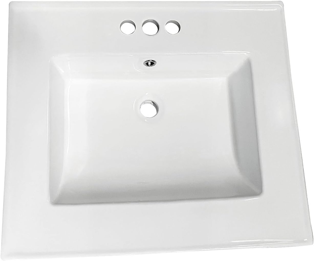Kingston Brass LBT25227W34 Continental Vanity Sink Top, White 25.19 x 22.06 x 6, 1 count
