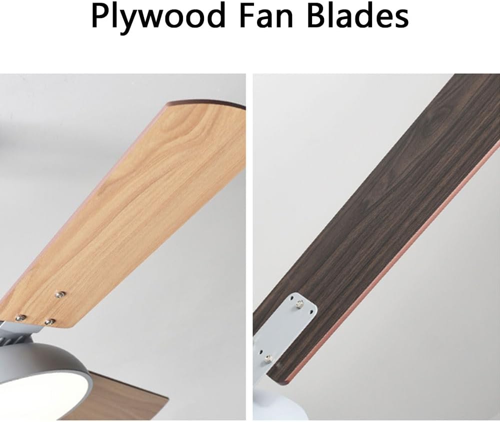 Modern Quiet 42in Ceiling Fan With Light 6 Gear Wind Speed Remote Ceiling Fans Indoor LED Green Ceiling Lights Fan Lighting Plywood Fan Blades For Living Room Dining Room Bedroom