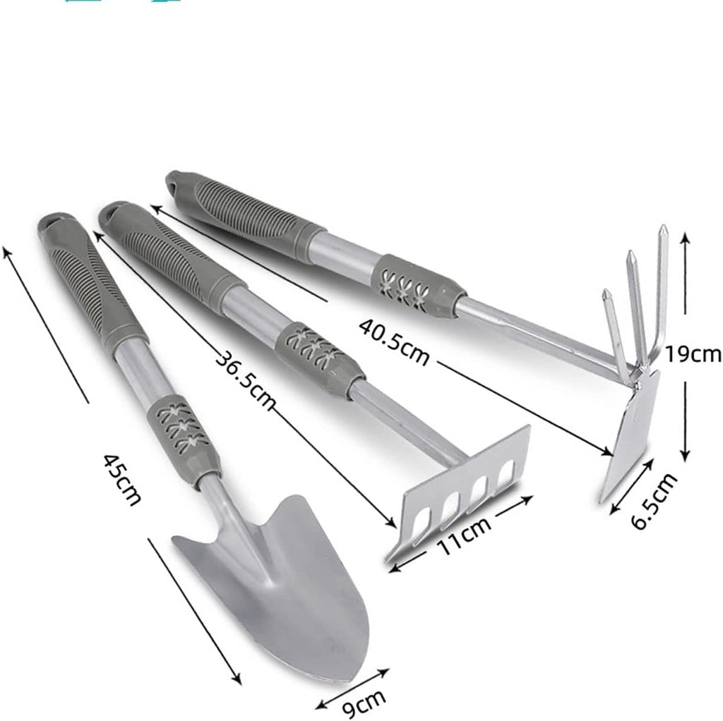 Planting Tools Practical Set Home Gardening Flower Shovel Planting Flowers and Vegetables Small Shovel Silver Three-Piece Set Gardening Gifts for Women Men (Color : Silver)