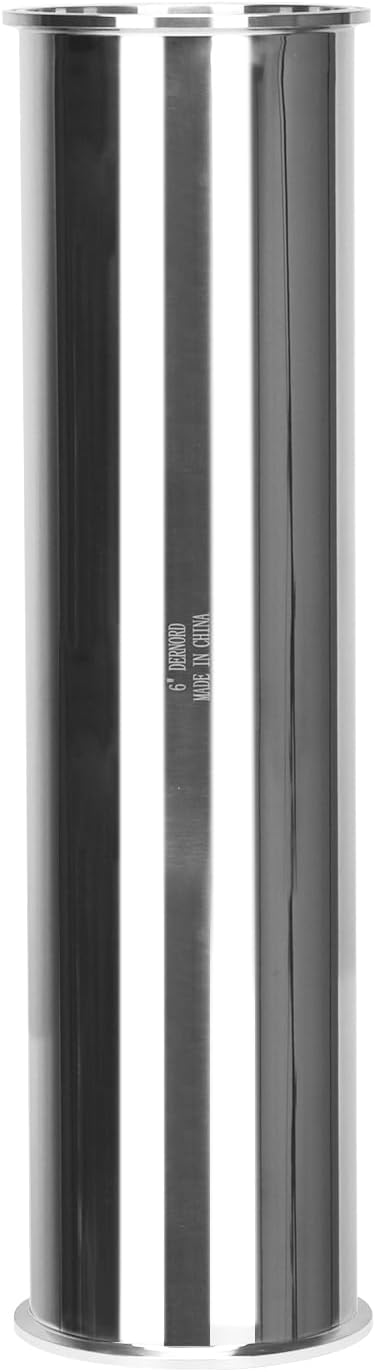 DERNORD Sanitary Spool Tube with Clamp Ends,Stainless Steel 304 Seamless Round Tubing with 6 inch Tri Clamp Ferrule Flange(Tube Length: 24 Inch / 610MM)