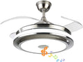 Fandian 36'' Modern Ceiling Fans with Light Smart Bluetooth Music Player Chandelier 3 Colors 3 Speeds Invisible Blades with Remote Control, Silent Motor with LED Kits Included (36inch-1)