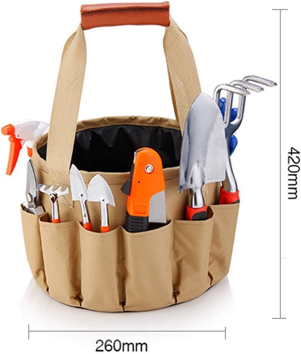 Large Garden Tote and 10 Pcs Tools Set Garden Bucket Tool Kit Organizer Heavy Duty Gardening Hand Tools for Garden Lovers