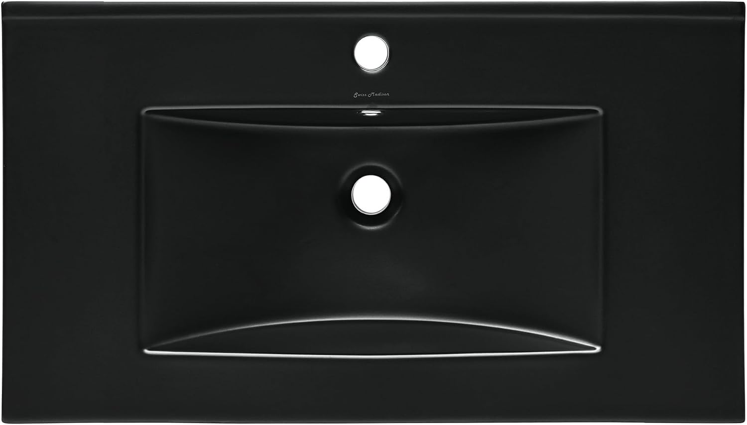 Swiss Madison 30' Vanity Sink Top in Glossy Black