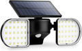 Outdoor Solar Light,LED Lamp Flood Motion Sensor Twin Panel Security 360°Adjustable Wall Spotlight IP65 Waterproof,3 Adjustable Colors, Wide-Angle Security LED Flood Light with Remote Control,2PCS