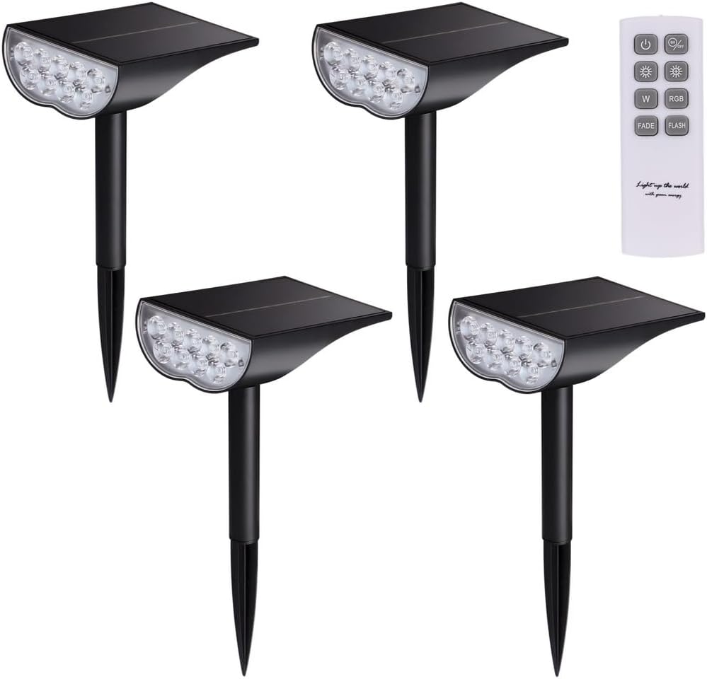Auto Illuminating Waterproof Led Light, 4 Pcs Solar Color-Changing Spotlight, Outdoor In-Ground Patio Light with Remote Control for Yards, Parks, Lawns