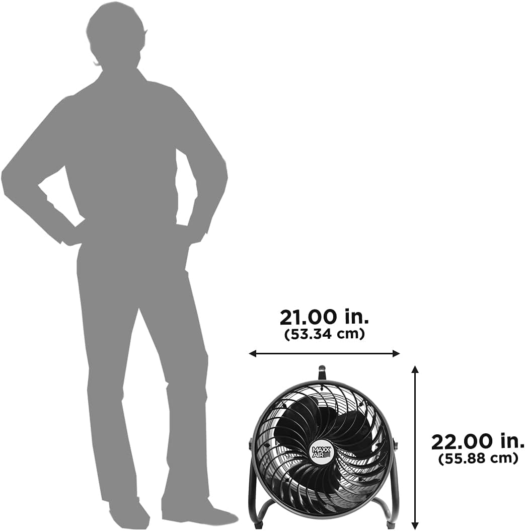 Maxx Air 16' High Velocity Turbo Fan with Pivoting Head - Efficient Air Circulation, High-Velocity Drum Fan Ideal for Home, Garage, or Workshop Use, Durable Construction, Easy Assembly