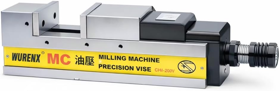 High Precision Hydraulic CNC Machine Vise 4'/5'/6'/8', Heavy Duty Milling Vise for CNC Milling Machine, Hardened Steel Precision Vise for Metalworking Machining (CHV-200V 8inch(Jaw opening 13.39inch))