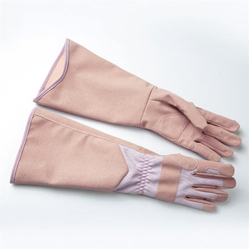 Long Sleeve Gardening Gloves,Rose Pruning Floral Gauntlet Garden Gloves for Women and Men (Color : Pink, Size : One Size)