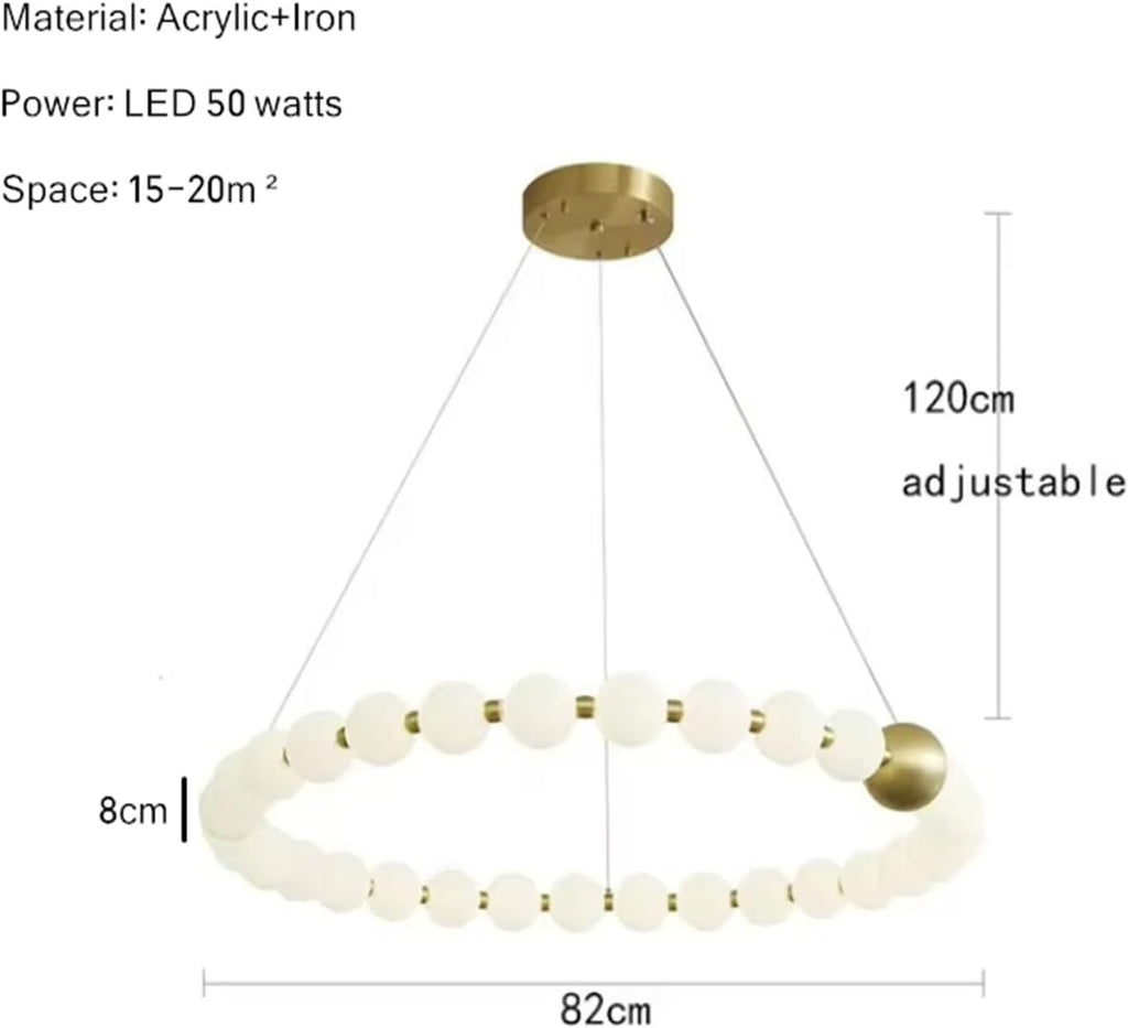 Pearl Ring LED Chandelier Dining Room Living Room Dining Table Kitchen Chandelier Home Acrylic Ball Lamp