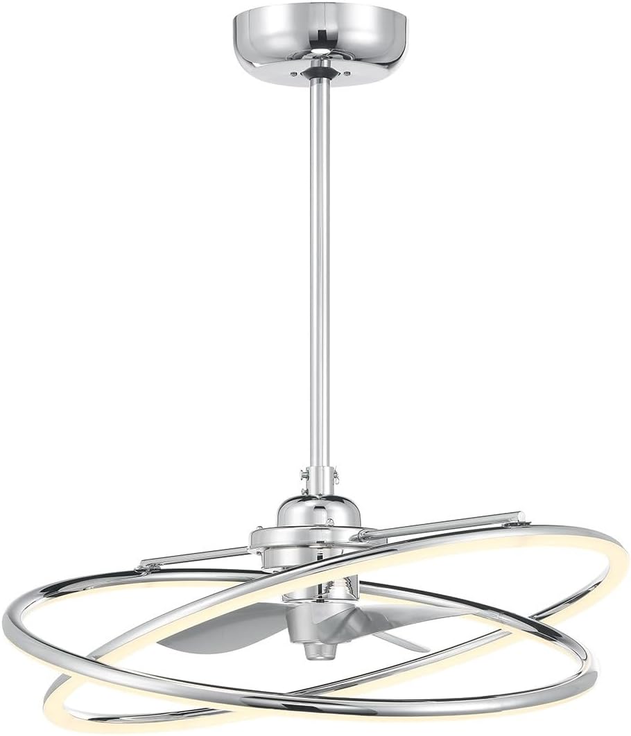 Savoy House 24-FD-745-11 Dorado Fandelier Acrylic Chandelier Ceiling Fan with Light and Remote, Integrated LED 36 Watt, 12' H x 25' W, Polished Chrome