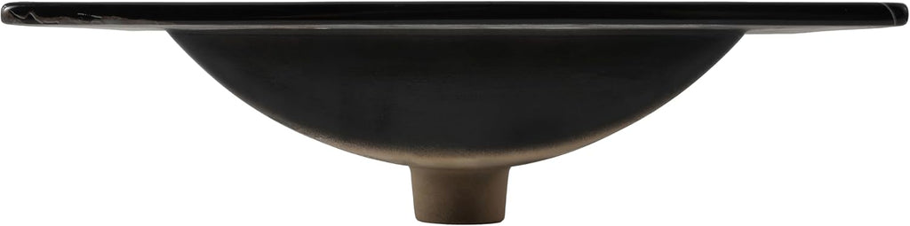 JONATHAN Y Ancillary 24 in. W x 18.25 in. D Ceramic Vanity Sink Top with 3-Hole Rectangular Single Sink Basin, Black Marble Effect SNK1001D