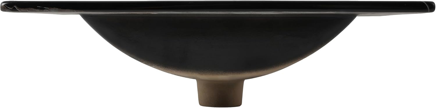 JONATHAN Y Ancillary 24 in. W x 18.25 in. D Ceramic Vanity Sink Top with 3-Hole Rectangular Single Sink Basin, Black Marble Effect SNK1001D